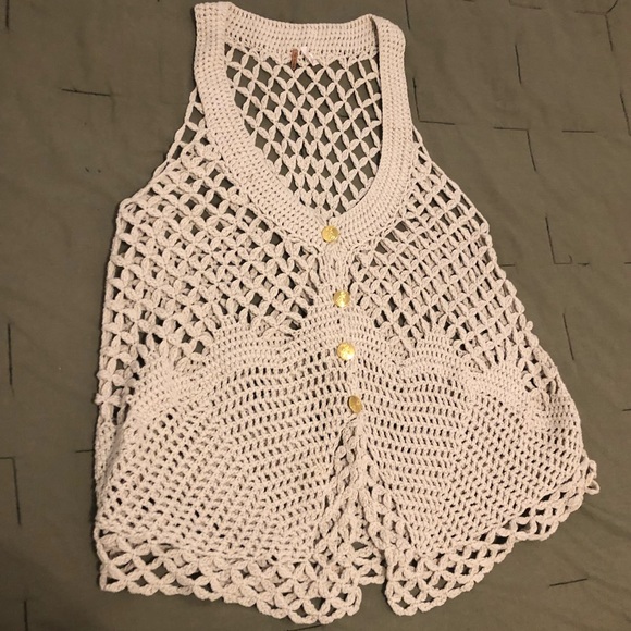 Free People Open Knit Cardigan Sweater Vest - S - Picture 2 of 5